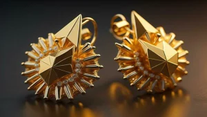 Gold earrings 999.9 eighth prize